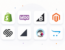 Illustration of multiple e-commerce platform logos displayed in a clean grid layout, representing popular online store platforms used for building and managing e-commerce websites.